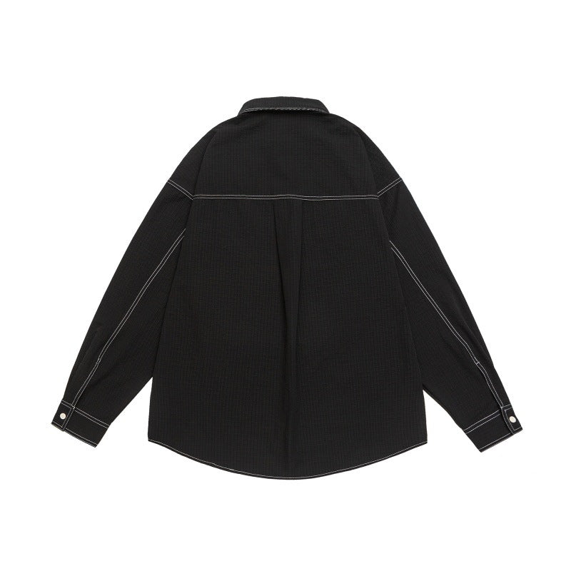 UNIKCOSA NoirFit Color Blocking PocketEmbroidery Shirt 💫