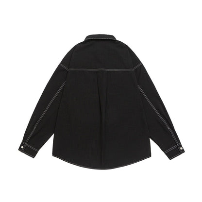 UNIKCOSA NoirFit Color Blocking PocketEmbroidery Shirt 💫