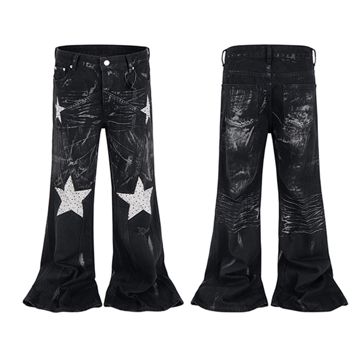 UNIKCOSA Velora Washed Rhinestone Denim Wide Leg Pants 💫