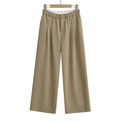 UNIKCOSA NoirFit Splicing White Border Wide Leg Pants 💫