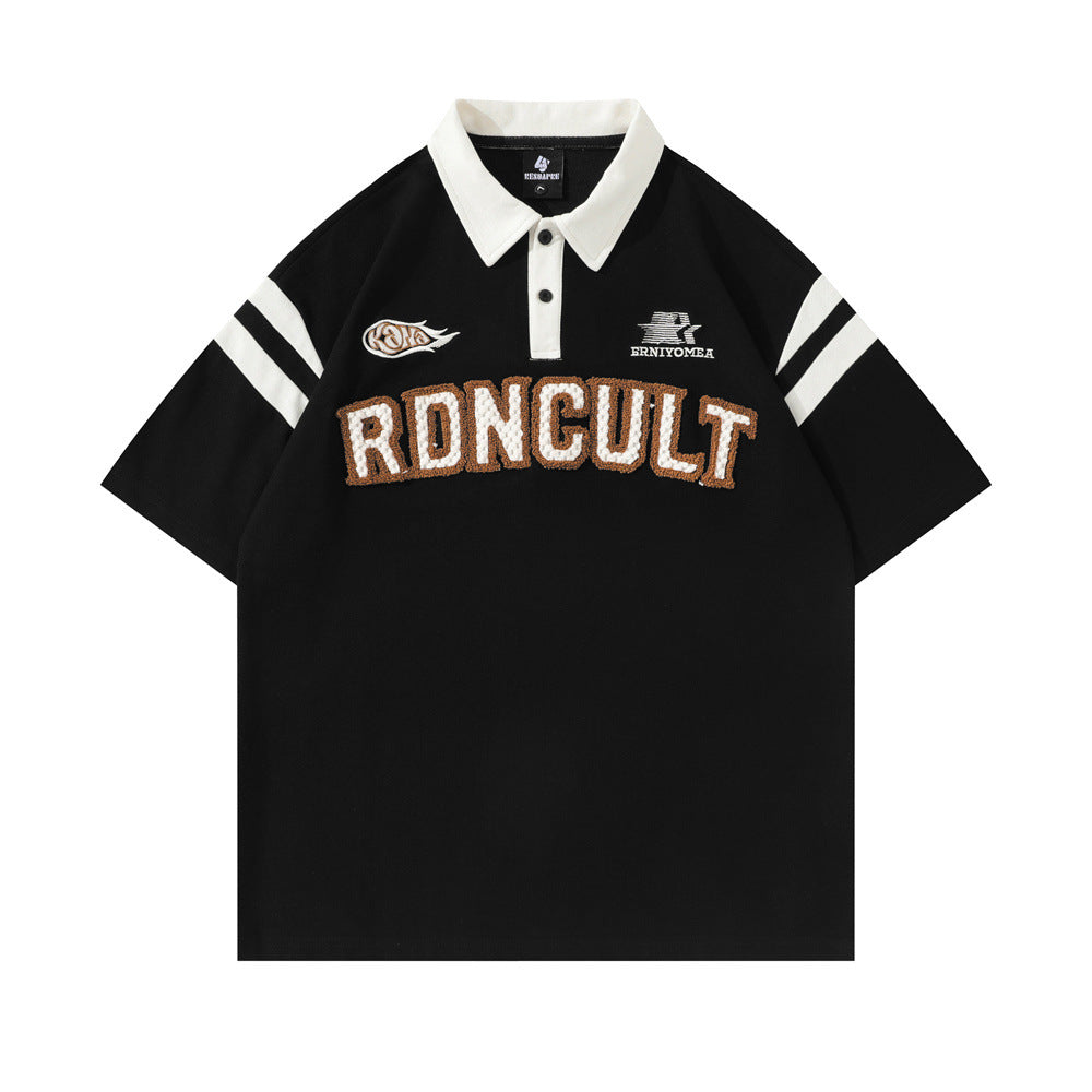 UNIKCOSA UrbanSoul Embroidered Letter Short Sleeve Top 💫