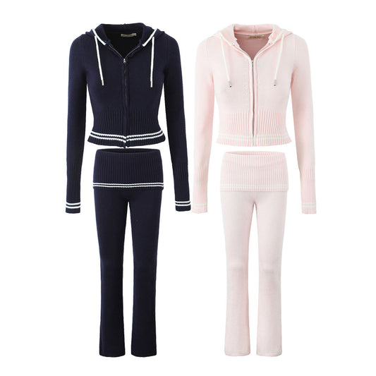 UNIKCOSA Velora Two-Piece Streetwear Knitted Hoodie Set 🌆