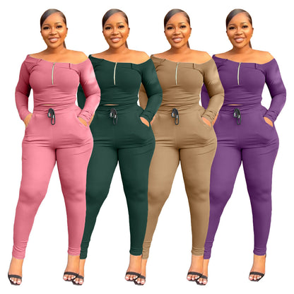 UNIKCOSA UrbanSoul Off Shoulder Two Piece Tracksuit 💫