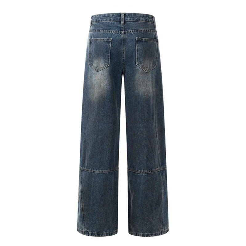 UNIKCOSA UrbanSoul Ripped Jeans Men Loose Fit Dark Blue 💫