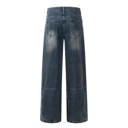 UNIKCOSA UrbanSoul Ripped Jeans Men Loose Fit Dark Blue 💫