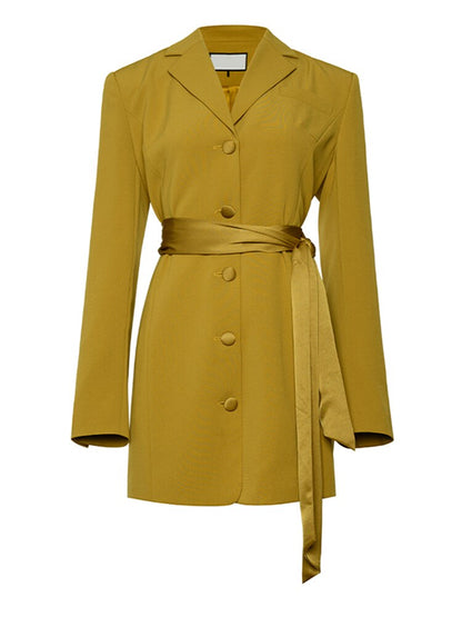 UNIKCOSA Velora Yellow Belted Big Size Blazer Dress 💫