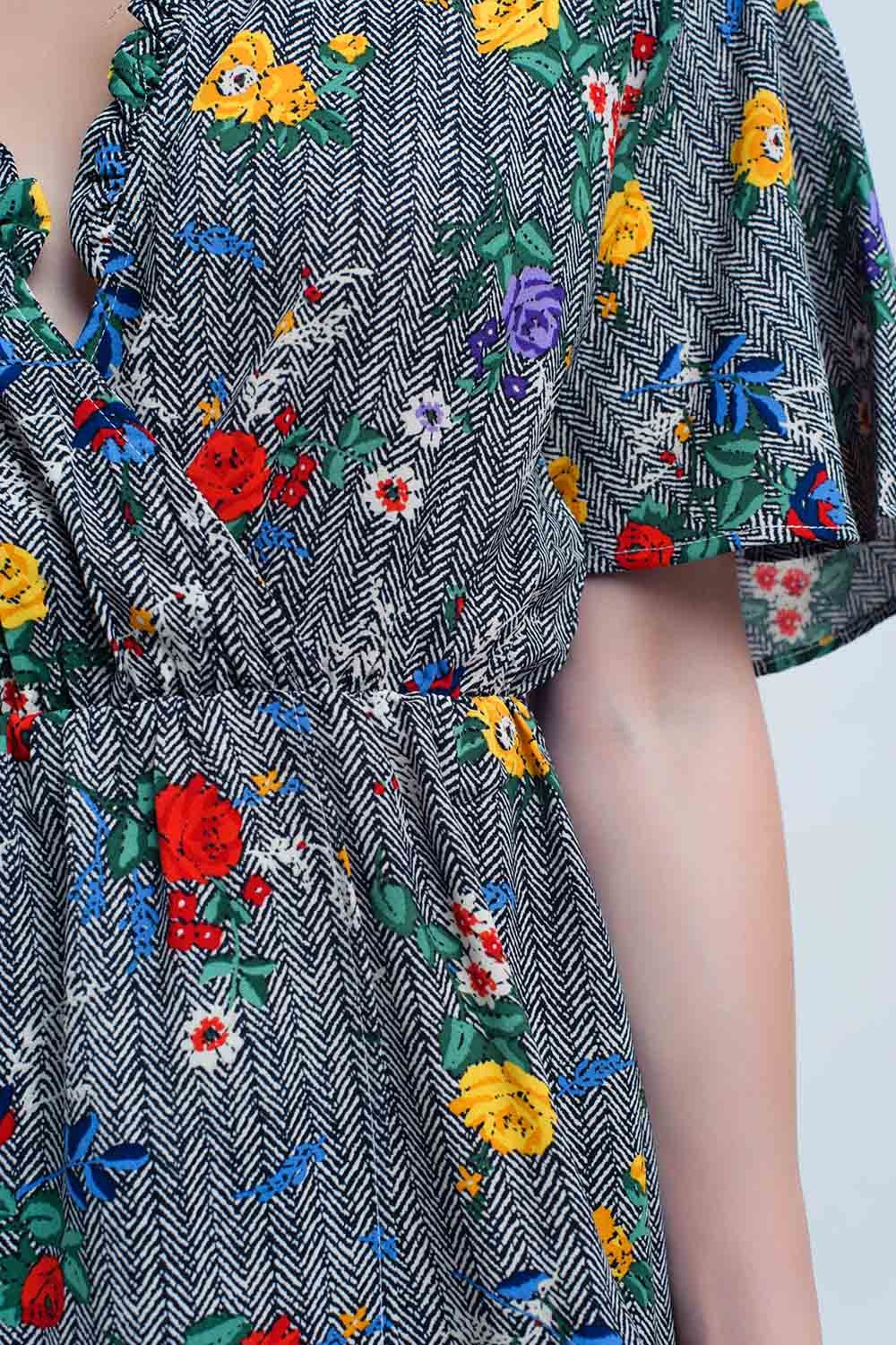 Mini dress with colourful flower print