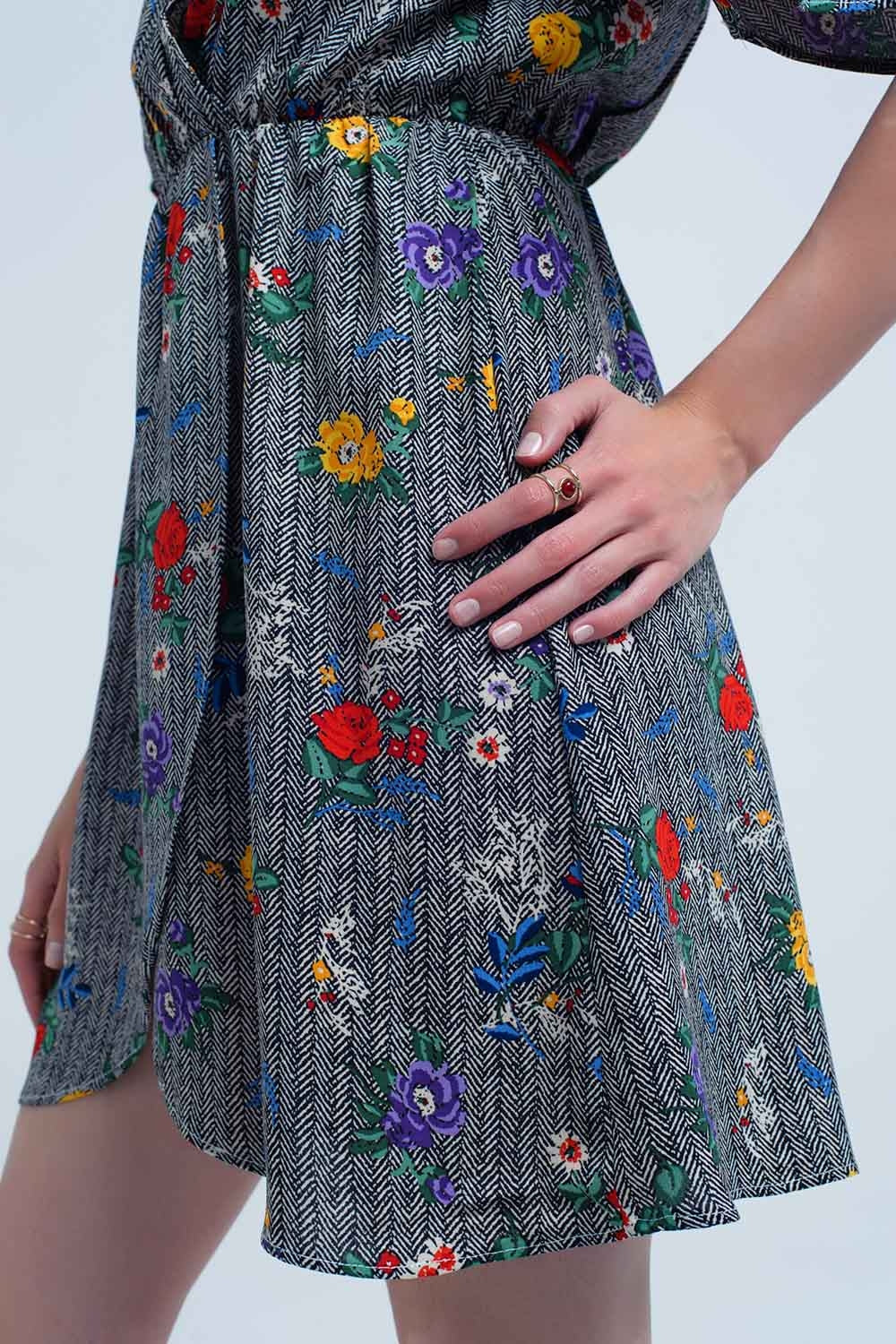 Mini dress with colourful flower print