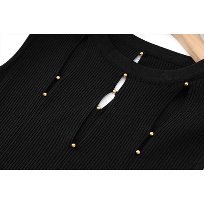 UNIKCOSA LuxeEase Sleeveless Hollowed-Out Knit Dress Slit 🖤