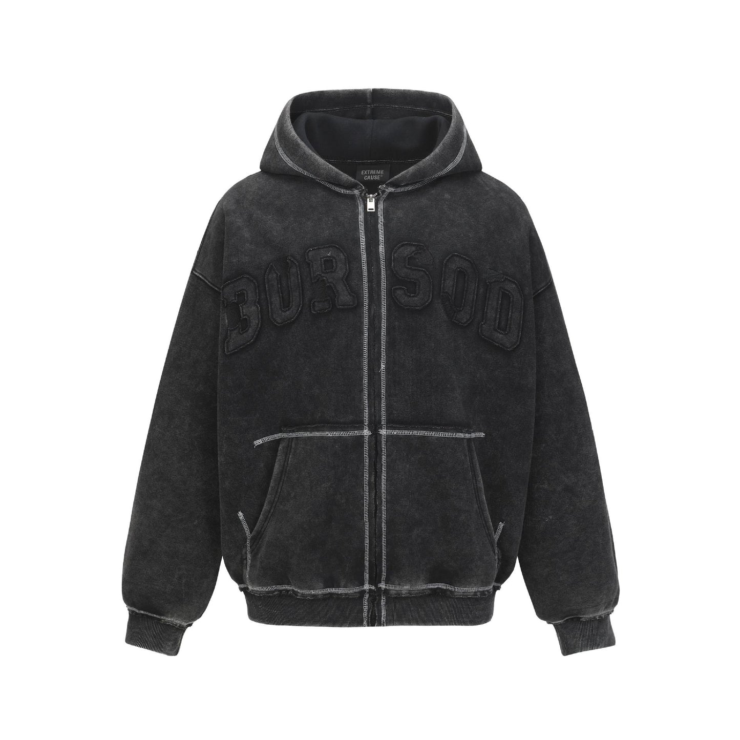 UNIKCOSA NoirFit Embroidered Hooded Cardigan Jacket 💫