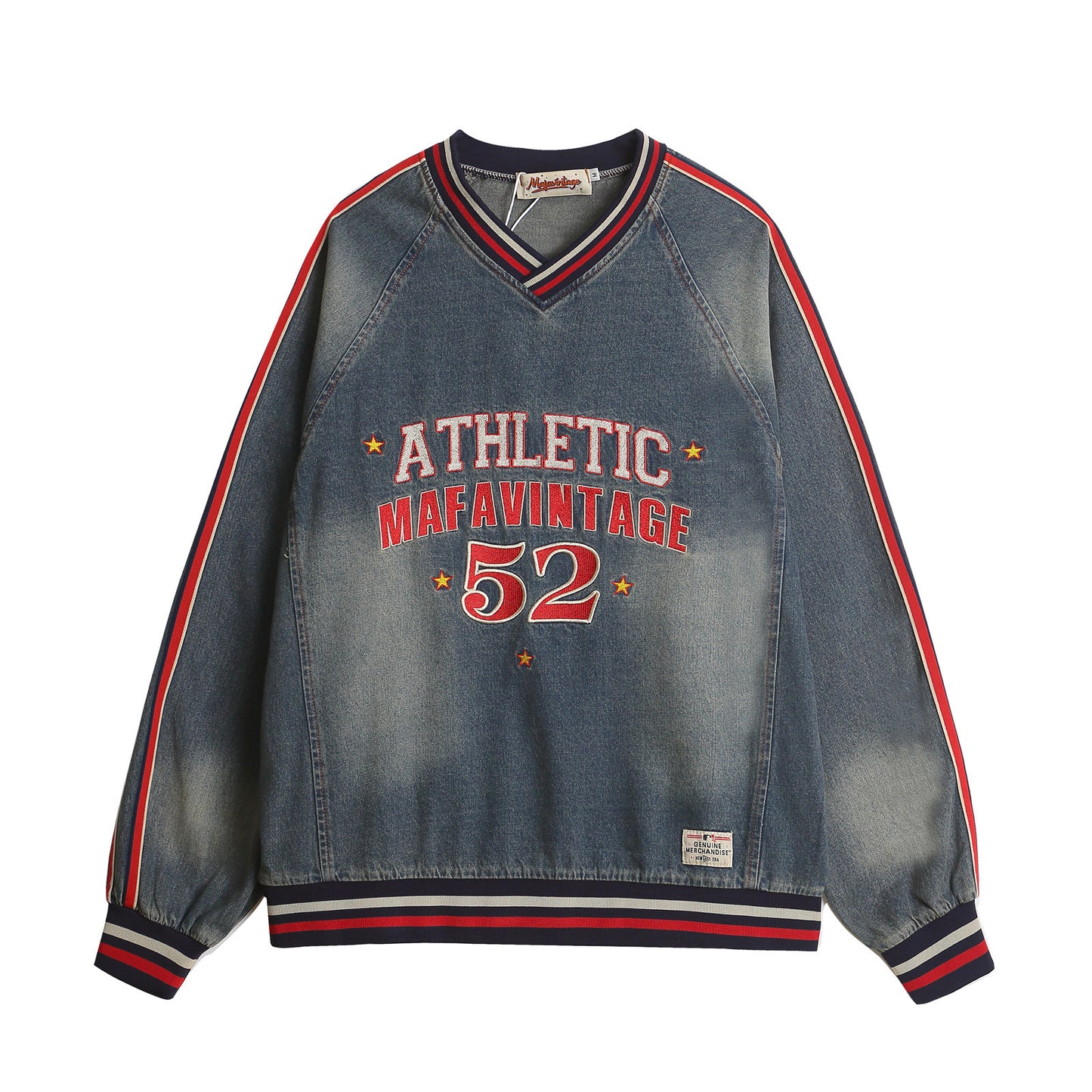 UNIKCOSA Velora Washed Letter Embroidered Denim Sweatshirt 💫