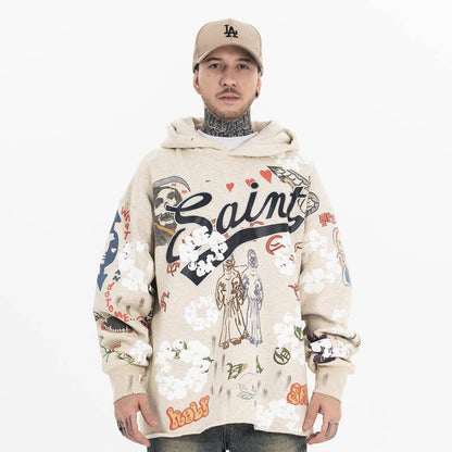 UNIKCOSA NoirFit Vintage Distressed Hooded Sweatshirt 💫