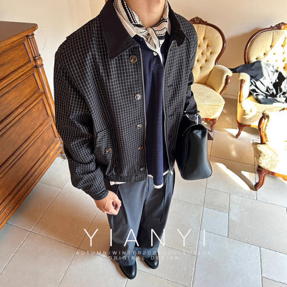 UNIKCOSA Velora Notched Collar Plaid Color Block Jacket 💫