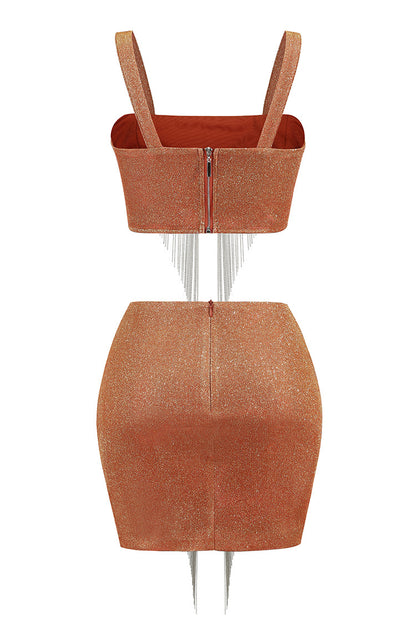 UNIKCOSA MetalMuse Tassel Crop Top & Mini Skirt Set ⚡