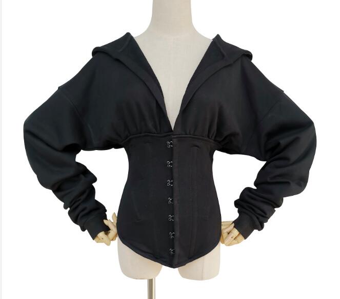 UNIKCOSA Velora Slim Hooded Knit Sweater Black V-Neck 💫