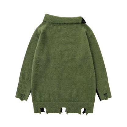 UNIKCOSA UrbanSoul Diagonal Collar Knitwear Pullover 💫