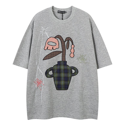 UNIKCOSA UrbanSoul Unisex Short Sleeve Tee Plant Print 💫