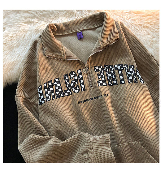 UNIKCOSA UrbanSoul Unisex Corduroy Lapel Hoodie Coat