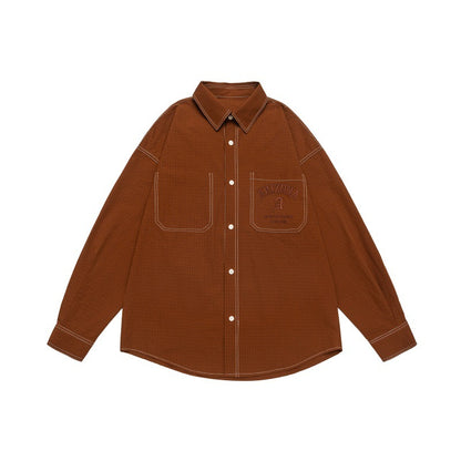 UNIKCOSA NoirFit Color Blocking PocketEmbroidery Shirt 💫