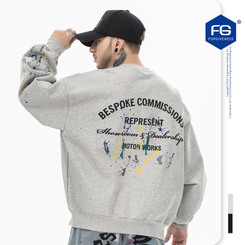 UNIKCOSA RetroMuse Letter Logo Splatter Fleece Sweatshirt 💫