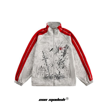 UNIKCOSA NoirFit Street Style Spliced Design Sports Jacket 💫