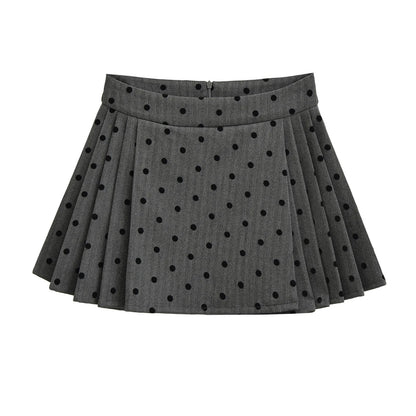 UNIKCOSA Velora Polka Dot Flock Spandex A Line Mini Skirt 💫