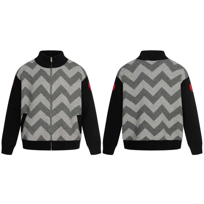 UNIKCOSA NoirFit Color Block DiamondGrid Cardigan Sweater 🌆