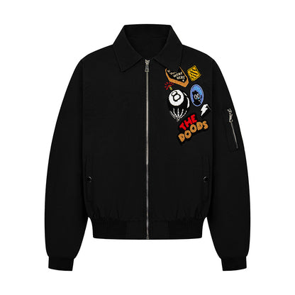 UNIKCOSA NoirFit Plush Coat Embroidered Baseball Jacket 💫