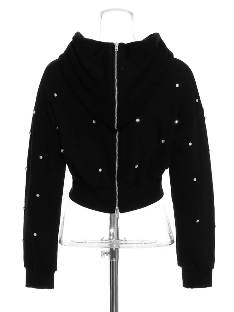 UNIKCOSA DiamondLuxe Handmade Rhinestone Two-Piece Hoodie Set for Women 💎