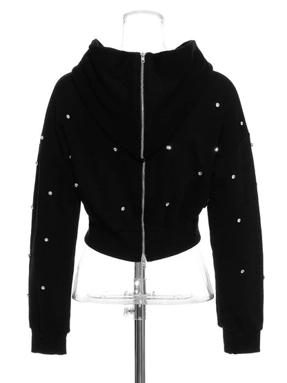 UNIKCOSA DiamondLuxe Handmade Rhinestone Two-Piece Hoodie Set for Women 💎