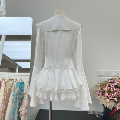 UNIKCOSA Velora Satin Shirt And Lace Skirt Set Autumn 💫