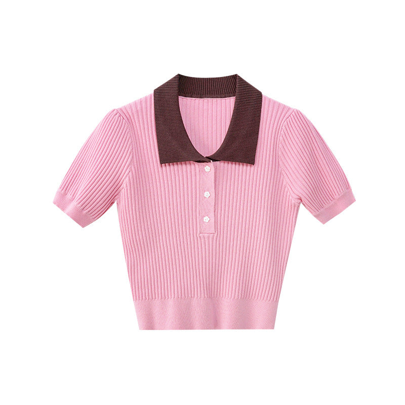 UNIKCOSA Velora Collar Short Sleeve Knit Sweater 💫