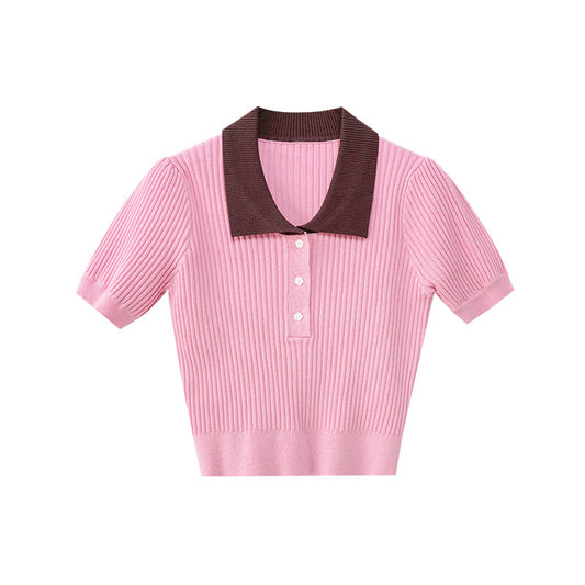 UNIKCOSA Velora Collar Short Sleeve Knit Sweater 💫