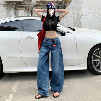 UNIKCOSA PatchMuse Embroidered High-Waist Wide-Leg Jeans for Women 💛