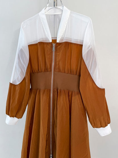 UNIKCOSA UrbanSoul Contrast Paneled Sheer Midi Dress 💫