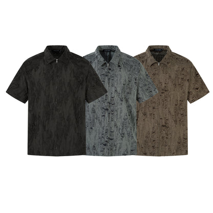 UNIKCOSA UrbanSoul Men's Zipper Ripped Short Sleeve Shirt 🌆