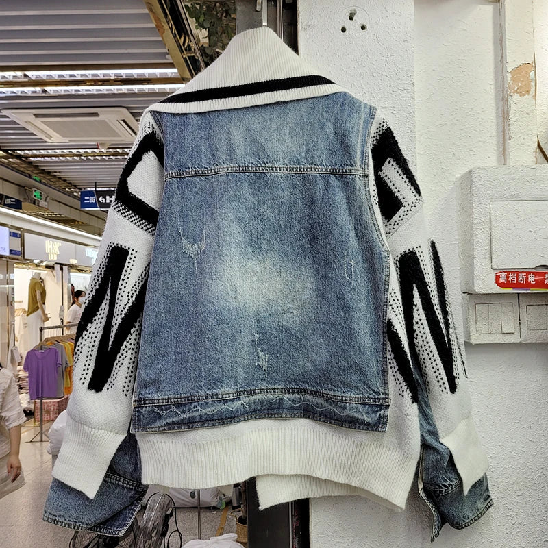 UNIKCOSA KnitDenim Splice Pocket Jacket