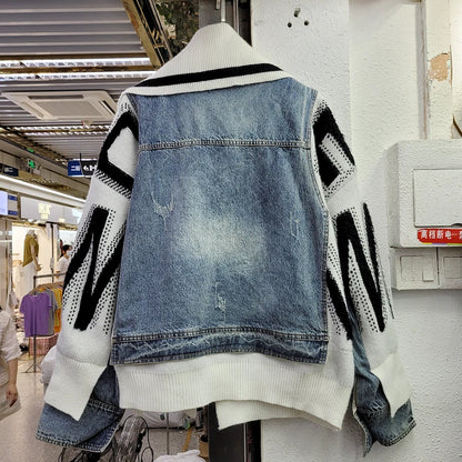 UNIKCOSA KnitDenim Splice Pocket Jacket