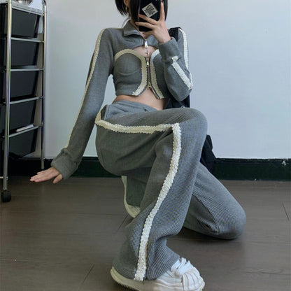 UNIKCOSA Velora High-Waist Wide-Leg Cotton Pants Grey 🌆