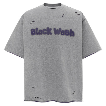 UNIKCOSA LuxeEase Letter Print Ripped Short Sleeve Tee 💫