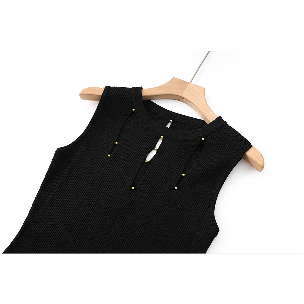 UNIKCOSA LuxeEase Sleeveless Hollowed-Out Knit Dress Slit 🖤