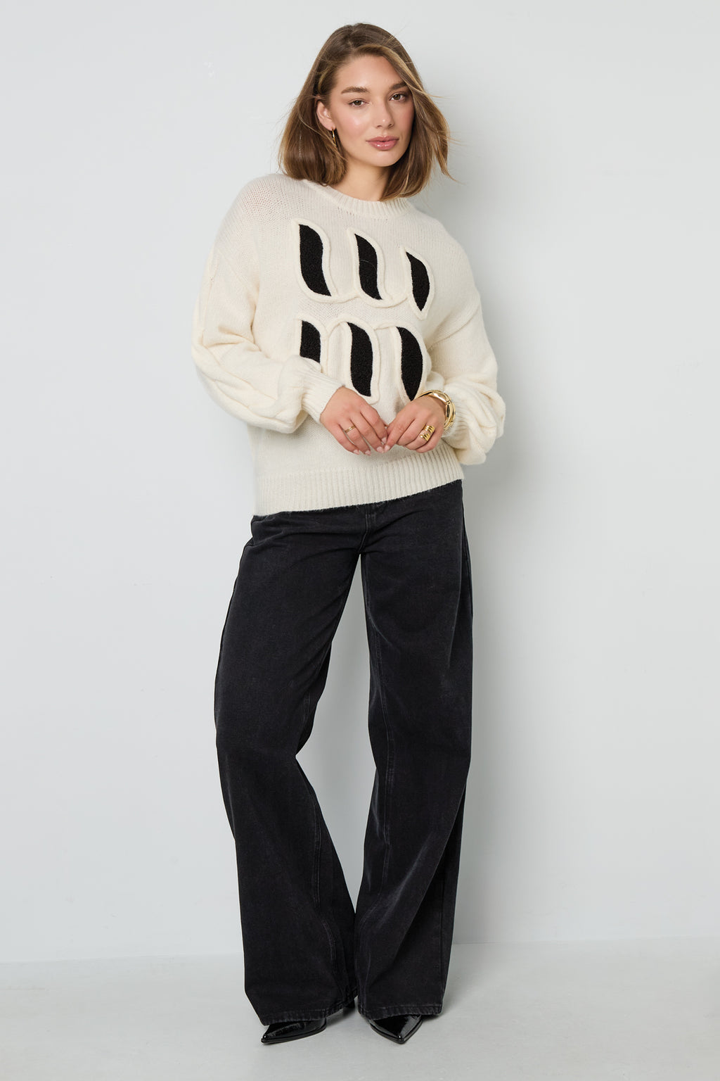 Knitted Polyester Fiber Women's Knit Sweaters Casual Letters