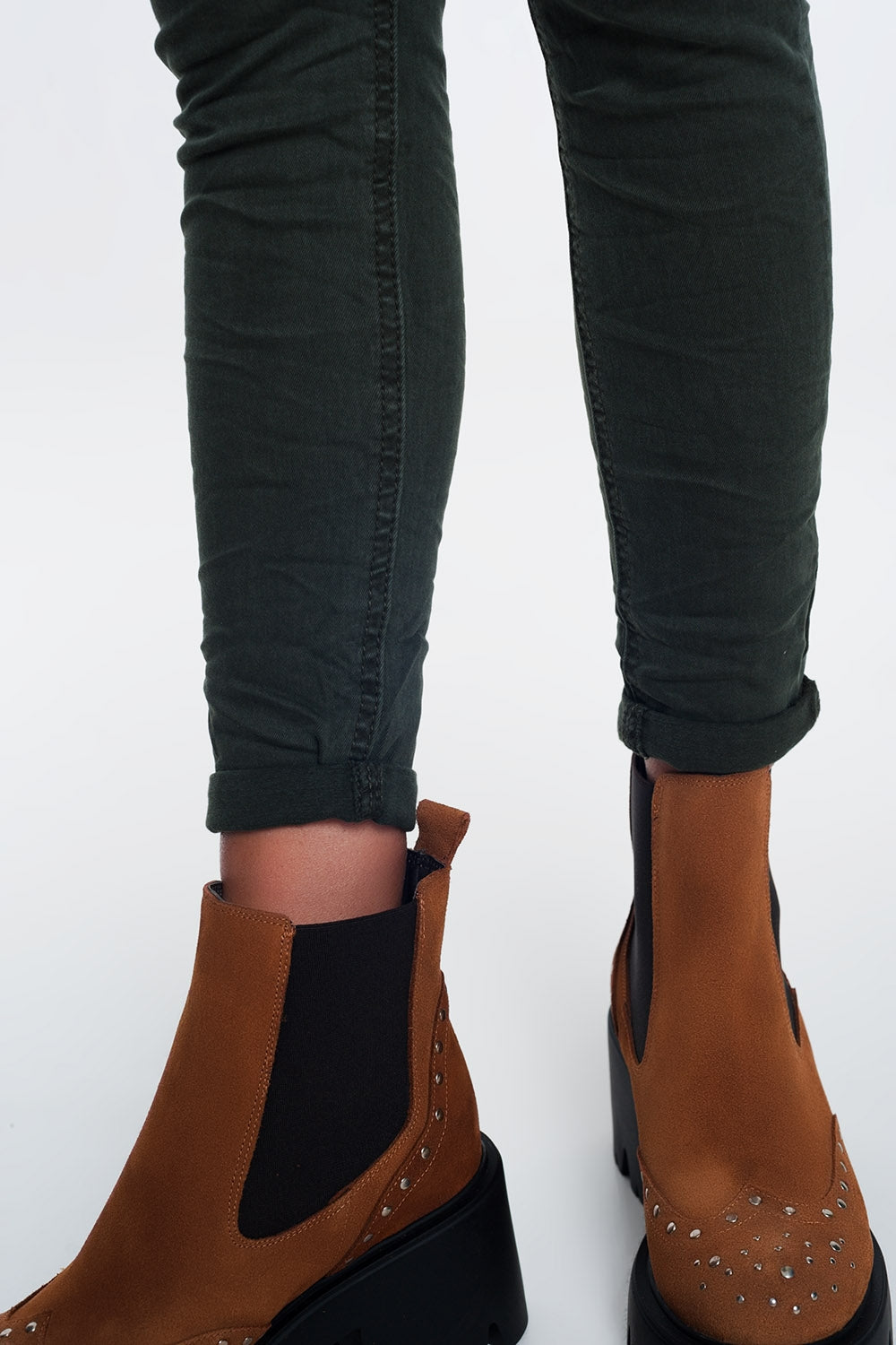 high waist skinny jeans in Khaki