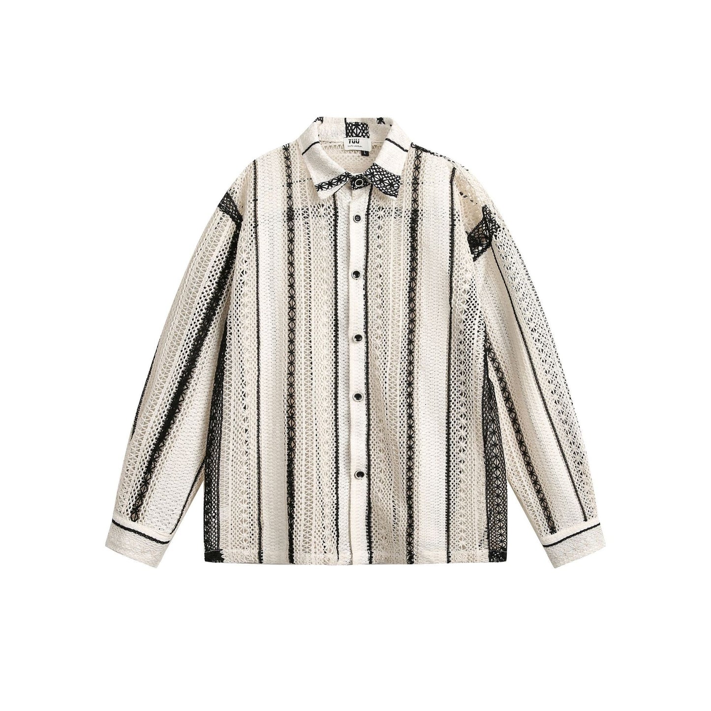 UNIKCOSA LuxeEase Hollow Out Striped Unisex Loose Shirt 🌆