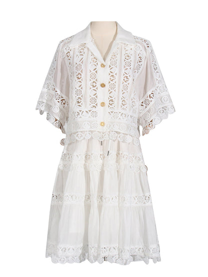 UNIKCOSA Velora Lace Embroidered Shirt And Skirt Set 💫