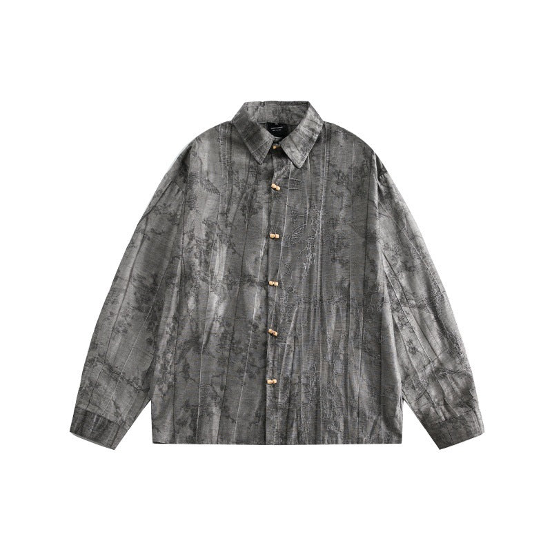 UNIKCOSA UrbanSoul Printed Loose Fitting Shirt Darkgrey 💫