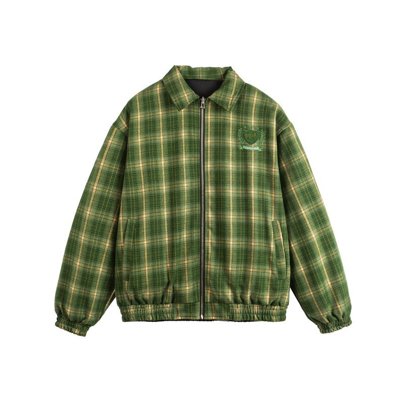 UNIKCOSA UrbanSoul Two-Way Embroidered Plaid Jacket 💫