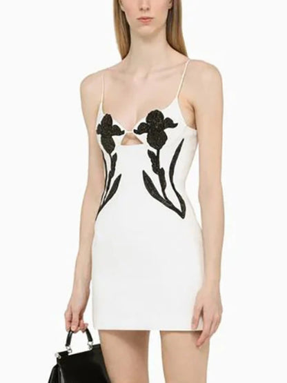 UNIKCOSA LuxeEase Hanging Strap Flower Nightclub Dress 💫