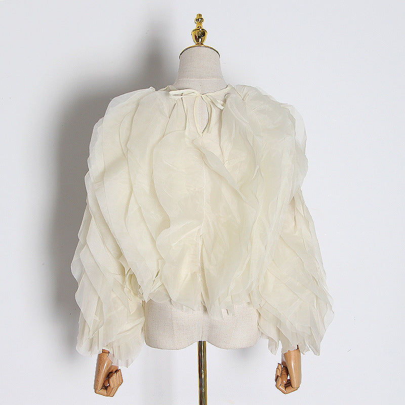 UNIKCOSA SilverEdge Mesh Spliced Fitted Blouse for Women ⚡️