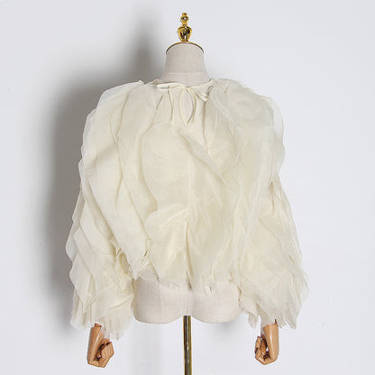 UNIKCOSA SilverEdge Mesh Spliced Fitted Blouse for Women ⚡️